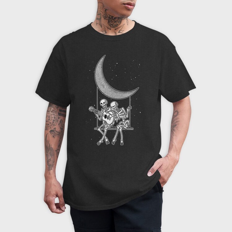 Skeletons Couple Guitar Moon, Tricou Barbati (Unisex)