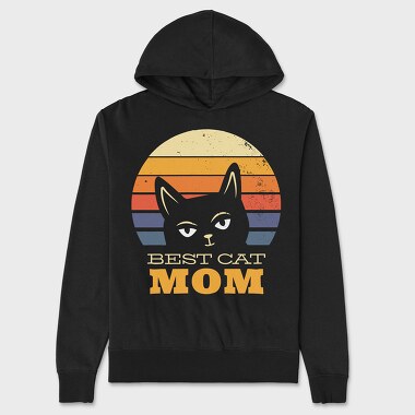 Best Cat Mom Retro, Hanorac Oversize Barbati (Unisex)