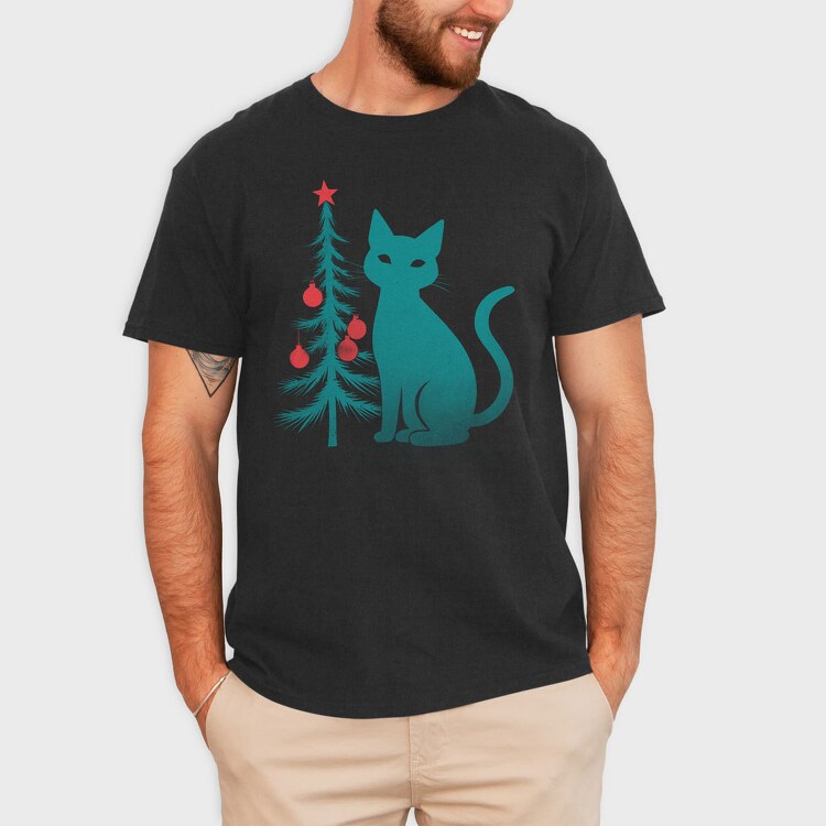 Christmas Cat Flat, Tricou Barbati (Unisex)