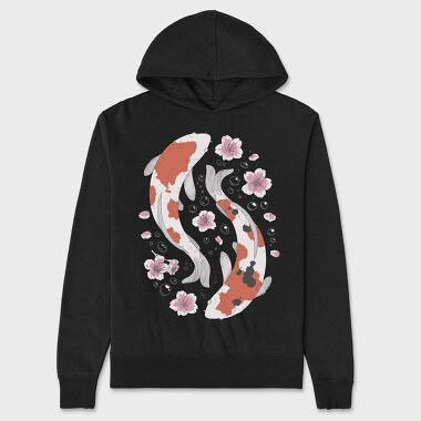 Koi Fish With Cherry Blossom, Hanorac Oversize Barbati (Unisex)