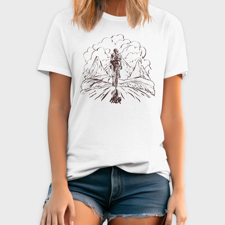 Bike Mountain Lineart, Tricou Barbati (Unisex)