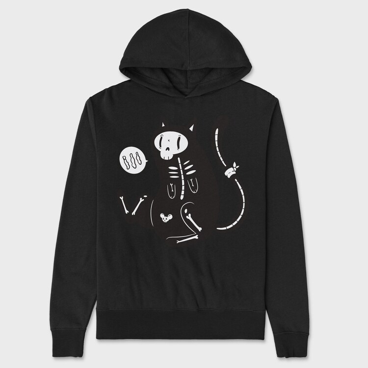 Skeleton Cat, Hanorac Oversize Barbati (Unisex)