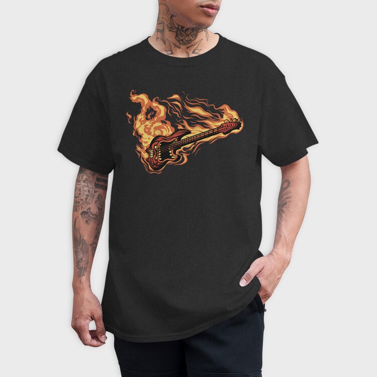Guitar on Fire, Tricou Barbati (Unisex)