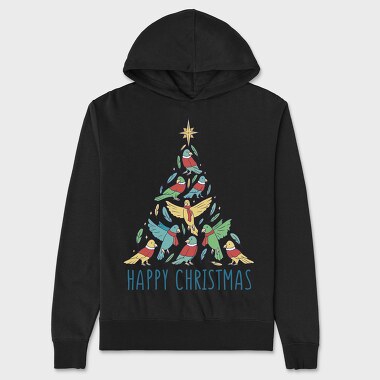 Birds Christmas Tree, Hanorac Oversize Barbati (Unisex)