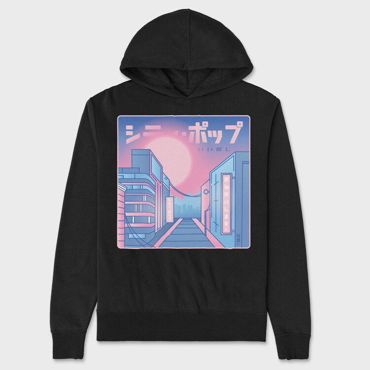 City Vaporwave, Hanorac Oversize Barbati (Unisex)