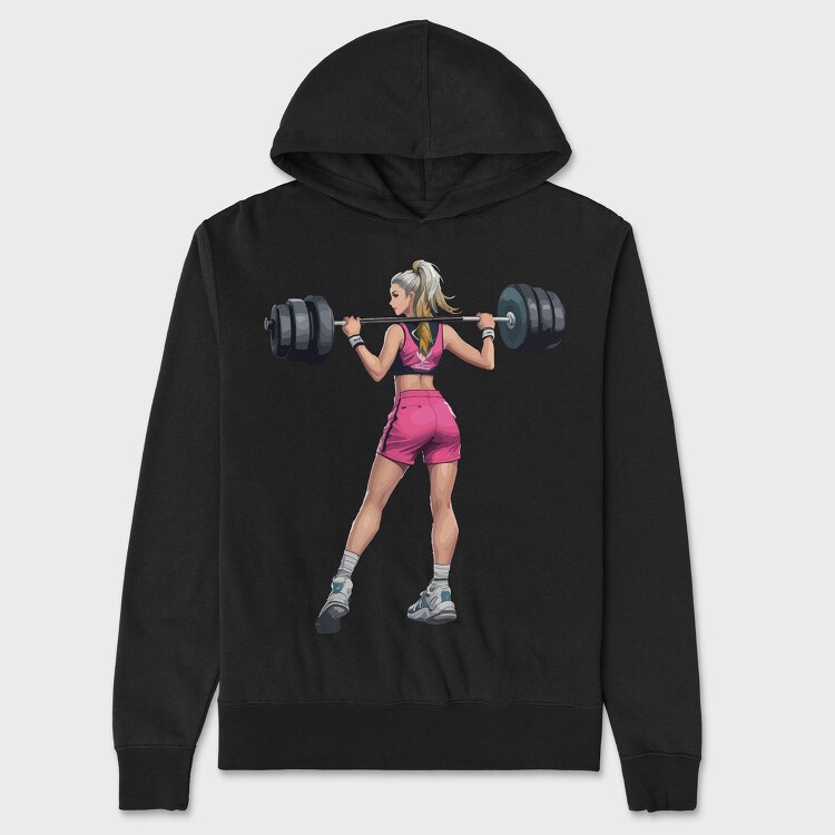 Girl Lifting Weights, Hanorac Oversize Barbati (Unisex)