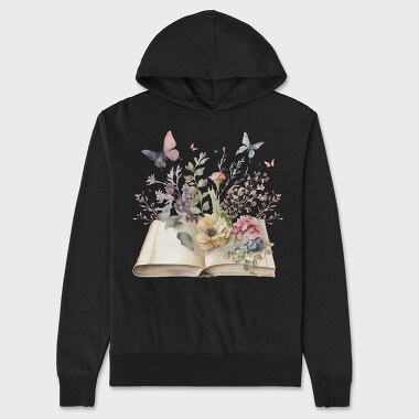 Watercolor Book Flowers, Hanorac Oversize Barbati (Unisex)