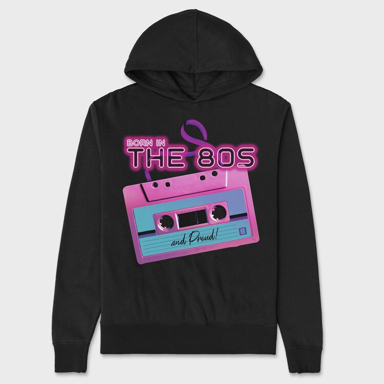 Born in the 80 S Pink Cassette, Hanorac Oversize Barbati (Unisex)