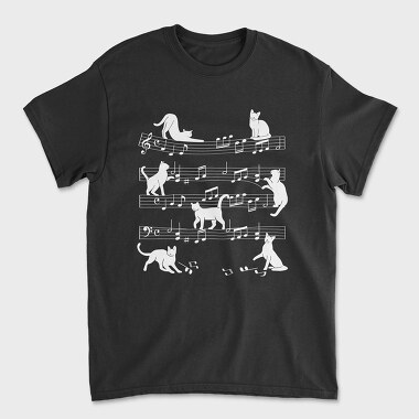 Tricou Barbati (Unisex), Music Staff Cats