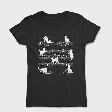 Tricou Femei, Music Staff Cats