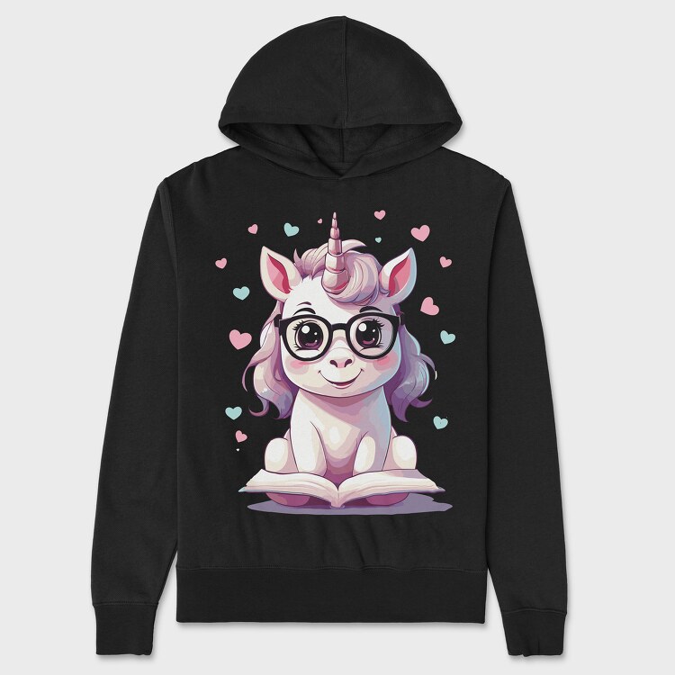 Cute Unicorn Reading, Hanorac Oversize Barbati (Unisex)