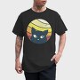 Black Cat Sunset Retro, Tricou Barbati (Unisex)