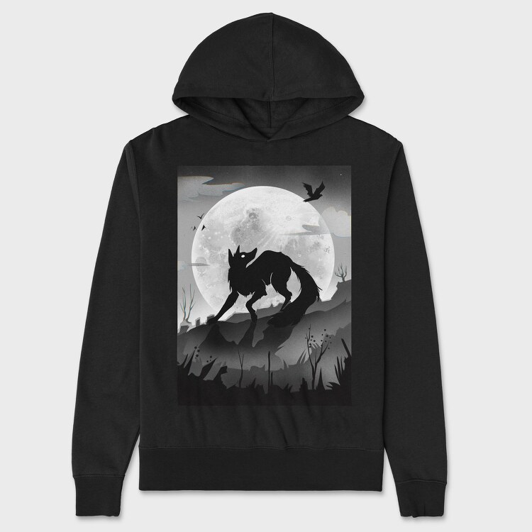 Dark Animals Wolf Silhouette, Hanorac Oversize Barbati (Unisex)