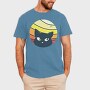 Black Cat Sunset Retro, Tricou Barbati (Unisex)