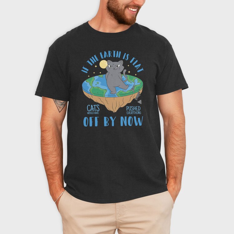 Bad Cat Flat Earth, Tricou Barbati (Unisex)