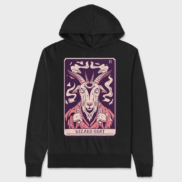 Wizard Goat Tarot Card, Hanorac Oversize Barbati (Unisex)