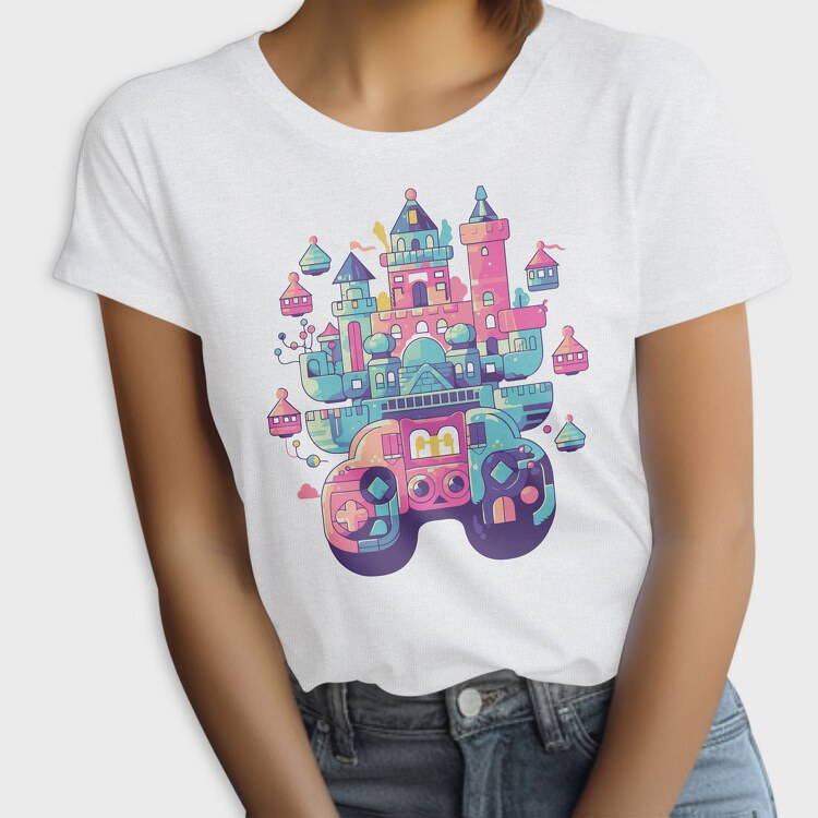 Castle Made Up With Gaming Controllers, Tricou Femei