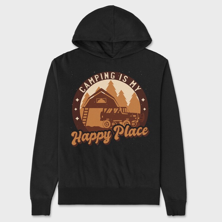 Camping Happy Place, Hanorac Oversize Barbati (Unisex)