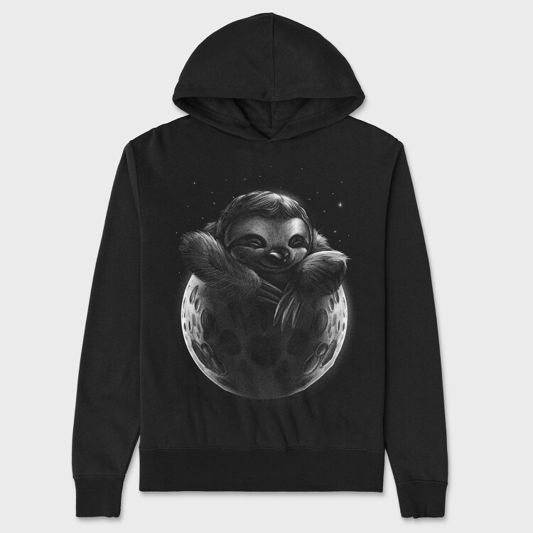 Sloth Moon Monochrome, Hanorac Oversize Barbati (Unisex)