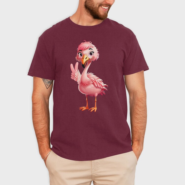 Flamingo Victory Sign, Tricou Barbati (Unisex)