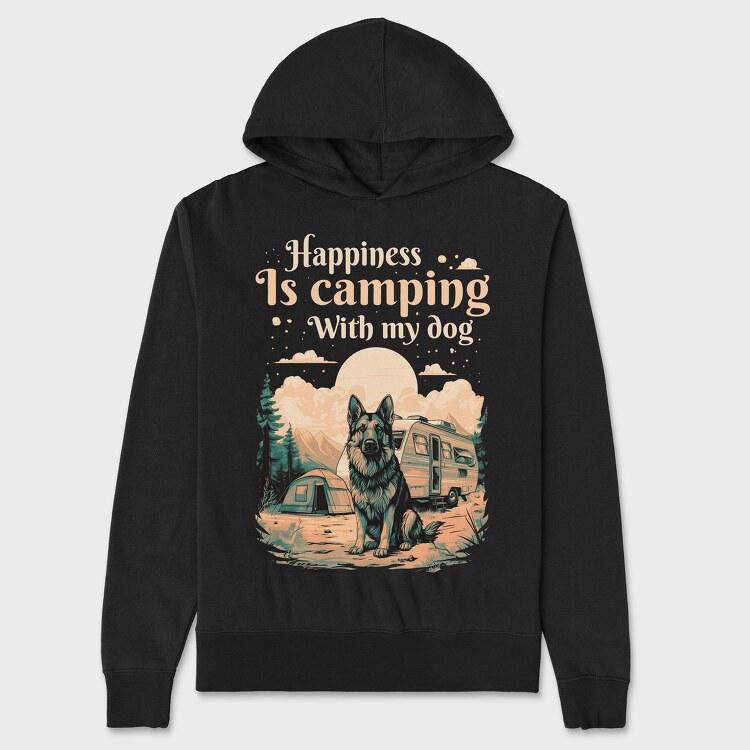 Camping With My Dog, Hanorac Oversize Barbati (Unisex)