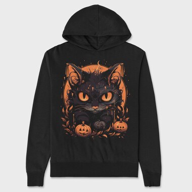 Halloween Cat, Hanorac Oversize Barbati (Unisex)