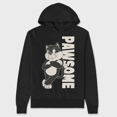 Cartoon Cat Pawsome, Hanorac Oversize Barbati (Unisex)