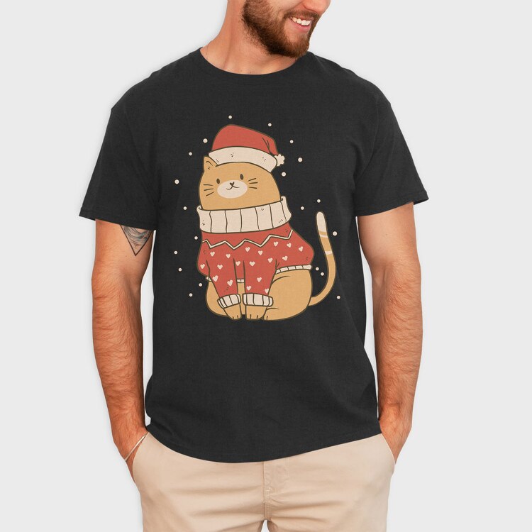Cute Cat Christmas, Tricou Barbati (Unisex)
