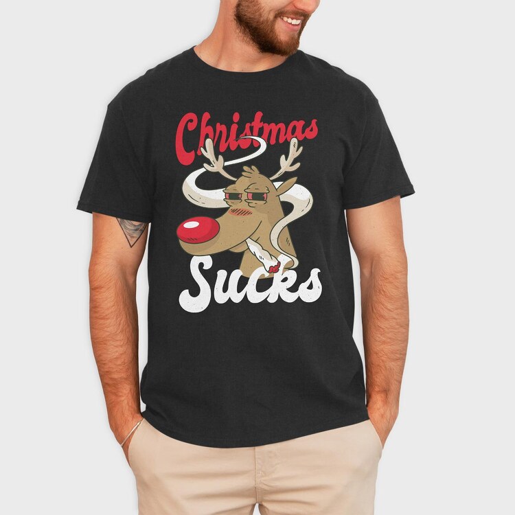 Reindeer Smoking, Tricou Barbati (Unisex)