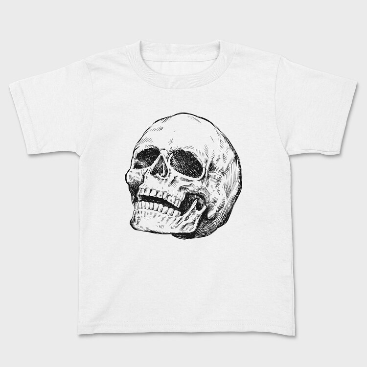 Leaning Skull Hand Drawn, Tricou Copii