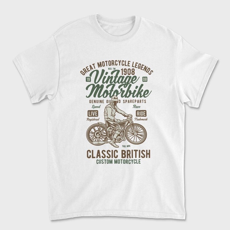 Vintage Motorbike, Tricou Barbati (Unisex)