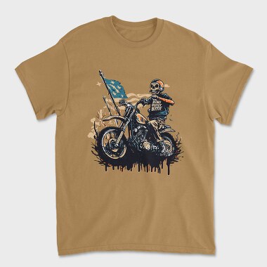 American Flag Skeleton Motocross Motorcycle, Tricou Barbati (Unisex)