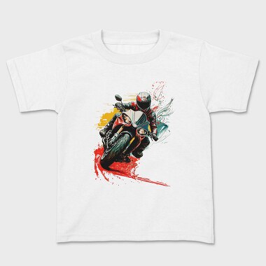 Colorful Explosion Sports Motorcycle Rider, Tricou Copii