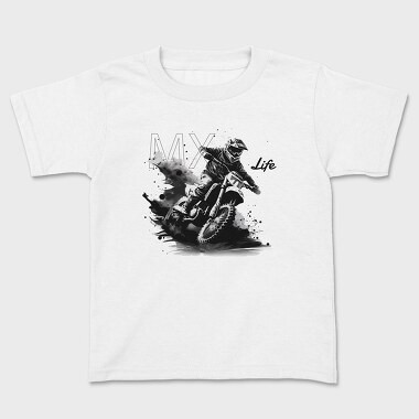 Tricou Copii, Motocross Rider Kicking Up Dirt Mx Life