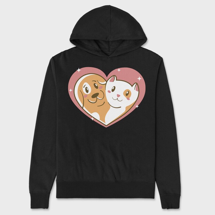 Cat Dog Love, Hanorac Oversize Barbati (Unisex)