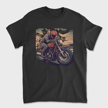 Tricou Barbati (Unisex), Motorcycle With Comic Rider