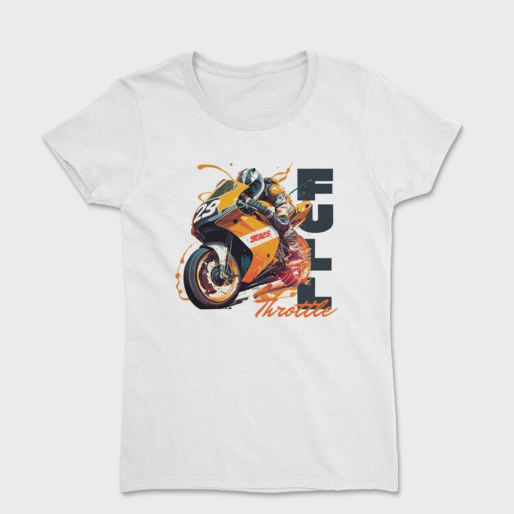 Racing Motorcycle With Rider Full Throttle, Tricou Femei