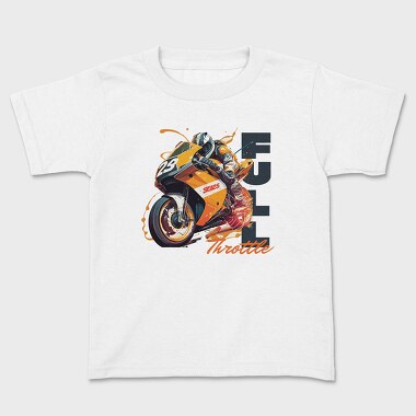 Racing Motorcycle With Rider Full Throttle, Tricou Copii