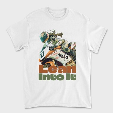 Tilted Competition Motorcycle With Rider Lean Into It, Tricou Barbati (Unisex)