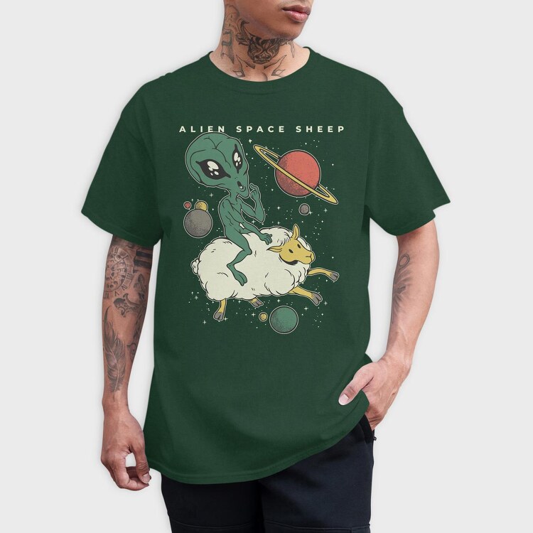 Alien On Sheep, Tricou Barbati (Unisex)