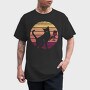Cat With a Glass of Wine Retro Sunset, Tricou Barbati (Unisex)