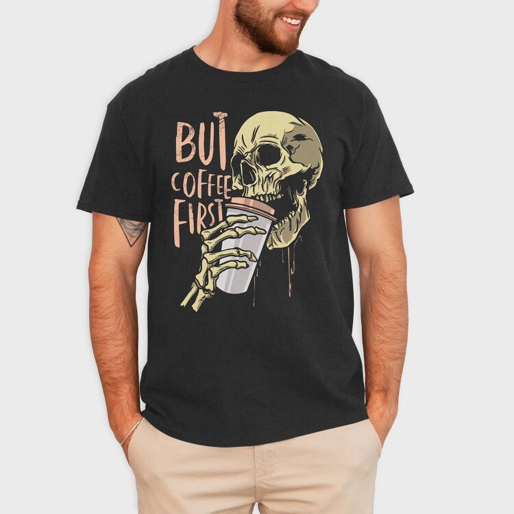 Coffe Skull, Tricou Barbati (Unisex)