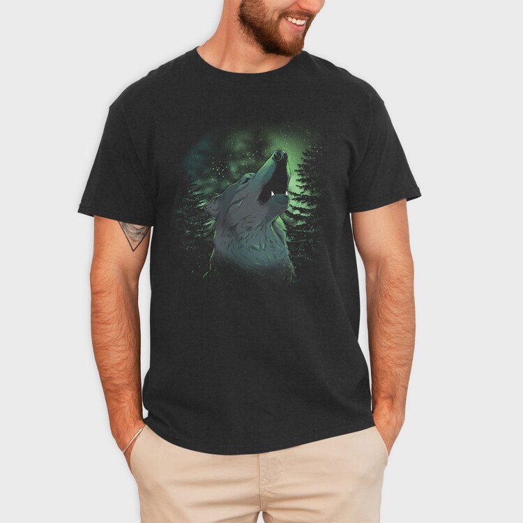 Howling Wolf Green, Tricou Barbati (Unisex)