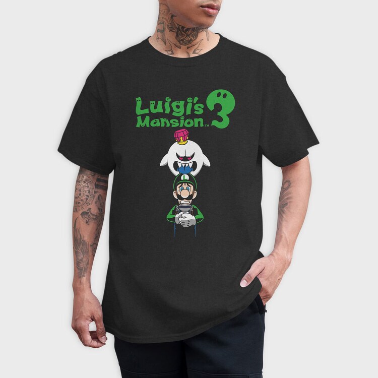 Luigi Boo Black Background, Tricou Barbati (Unisex)