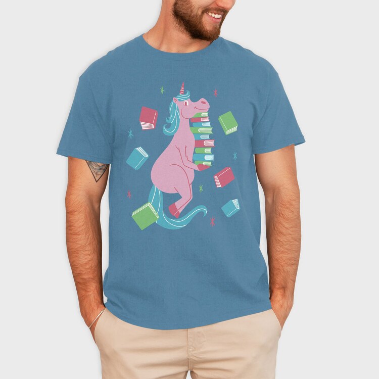 Unicorn Book Lover, Tricou Barbati (Unisex)