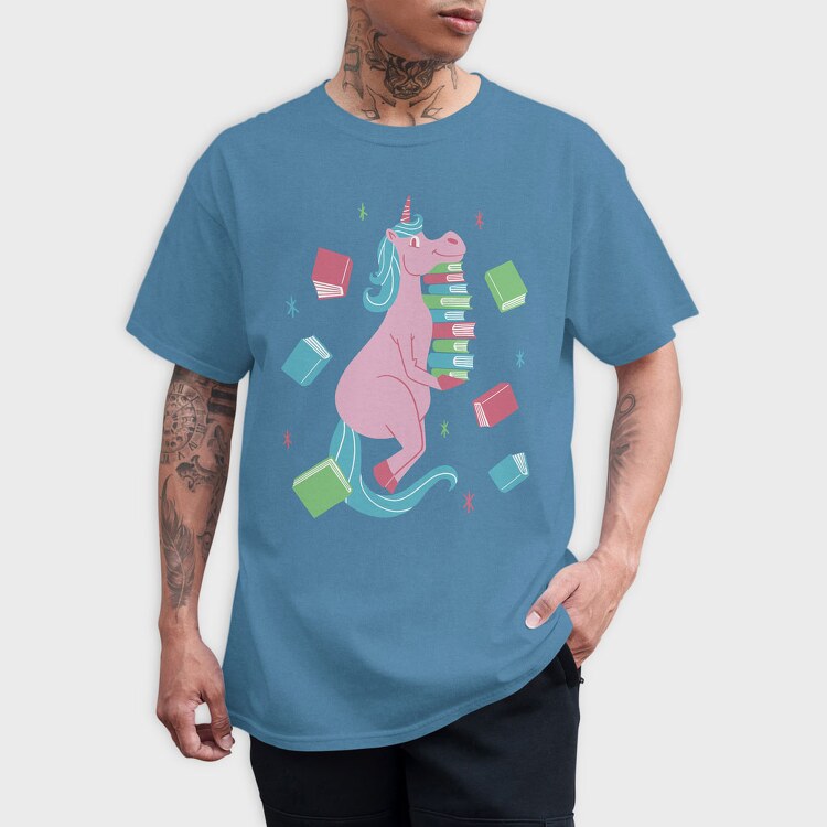 Unicorn Book Lover, Tricou Barbati (Unisex)