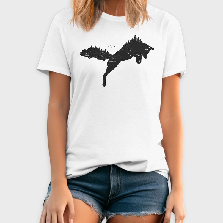 Hunting Fox Silhouette, Tricou Barbati (Unisex)