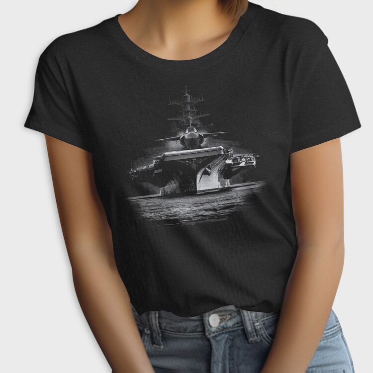 Jet Aircraft Carrier Monochrome, Tricou Femei