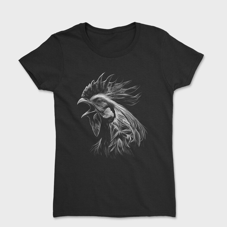 Rooster Head Monochrome, Tricou Femei