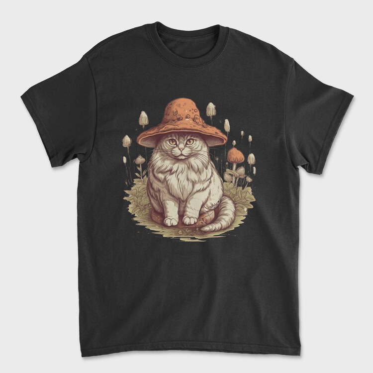 Mushroom Cat Hat, Tricou Barbati (Unisex)